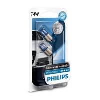 Автолампа галогенная PHILIPS T4W WHITEVISION 12V 4W (2шт.)